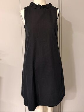 New Vineyard Vines Black Sleeveless Ruffle-Neck Mini Dress